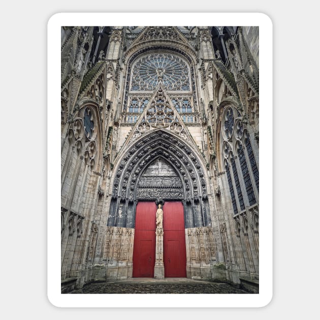 Notre Dame de Rouen red door Sticker by psychoshadow